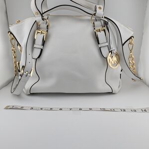 Michael Kors White Leather Satchel with Gold Hardware